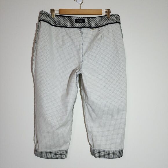 Talbots Womens Cotton-Blend Cropped Pants Black White Geometric Stretch Sz 16/18 - Picture 6 of 8